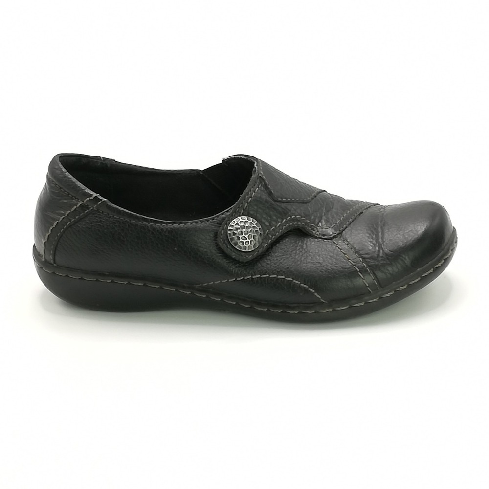 Clarks Bendables Shoes Womens Loafer Ashland Lane Q Black Leather Slip On 6.5